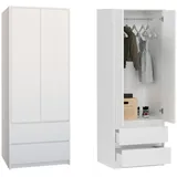 home collective Kleiderschrank mit 2 Schubladen Weiß – 63x55x180 cm (BxTxH) - Weiß