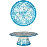 Marrakesch Orient & Mediterran Interior Tortenplatte Orientalische Tortenplatte Safroun edel aus Keramik in Blau-Weiß 21 cm, Keramik, (1-tlg), Handarbeit blau