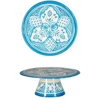 Marrakesch Orient & Mediterran Interior Tortenplatte Orientalische Tortenplatte Safroun edel aus Keramik in Blau-Weiß 21 cm, Keramik, (1-tlg), Handarbeit blau