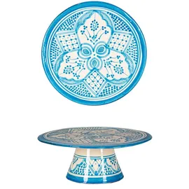 Marrakesch Orient & Mediterran Interior Tortenplatte Orientalische Tortenplatte Safroun edel aus Keramik in Blau-Weiß 21 cm, Keramik, (1-tlg), Handarbeit blau