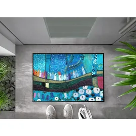 Wash+Dry Fußmatte Stadt in Blau