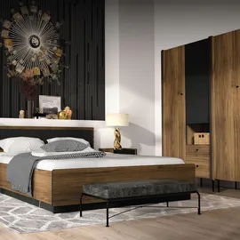 beautysofa | Schreibtisch PIANO | mit Tür, 2 Schubladen und Ablagen | Computertisch | Bürotisch | Arbeitstisch | Schwarz und Nussbaum | Modern Stil - Schwarz/Braun