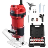 Holzfräse Oberfräse 800W 31000 U/min mit Staubabsaugung 15 Stück Fräsen Cutter