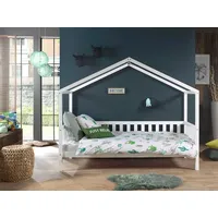 Vipack Hausbett Set DALLAS 1 inkl. Matratze, Liegefläche 90 x 200 cm und seitlicher Umrandung, Ausf. Kiefer weiß