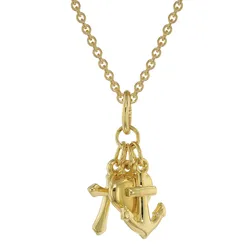 trendor 39068 Glaube-Liebe-Hoffnung Anhänger mit Halskette Gold auf Silber, 38 cm