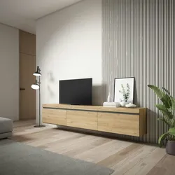 SKRAUT HOME Wohnzimmer-TV-Schrank, Viel Stauraum, 240x35x45cm, Hängend, Moderner Stil, Eiche - 501_3