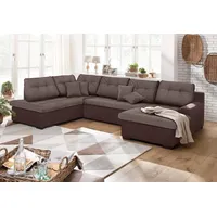 Home Affaire Wohnlandschaft "Föhr U-Form", braun (mittelbraun), B:310cm H:75cm T:200cm, 100% Polyester PRIMABELLE/Webstoff;100% Polyester Melrose/Struktur grob;100% Polyester Luxus-Microfaser/Struktur, Sofas, Wohnlandschaft, wahlweise mit Bettfunktion