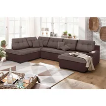Home Affaire Wohnlandschaft "Föhr U-Form", braun (mittelbraun), B:310cm H:75cm T:200cm, 100% Polyester PRIMABELLE/Webstoff;100% Polyester Melrose/Struktur grob;100% Polyester Luxus-Microfaser/Struktur, Sofas, Wohnlandschaft, wahlweise mit Bettfunktion