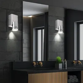 ETC Shop 4er Set LED Wand Spot Strahler Wohn Ess Zimmer Beleuchtung ALU Spot Leuchte gebürstet