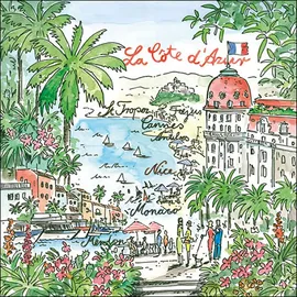 Ambiente Home Ambiente 20 Servietten Papier 33x33cm 3-lagig - hochwertige Einweg Papierservietten Frankreich Côte d’Azur Motiv Sommerdeko Tischdeko Küste Urlaub Meer Strand