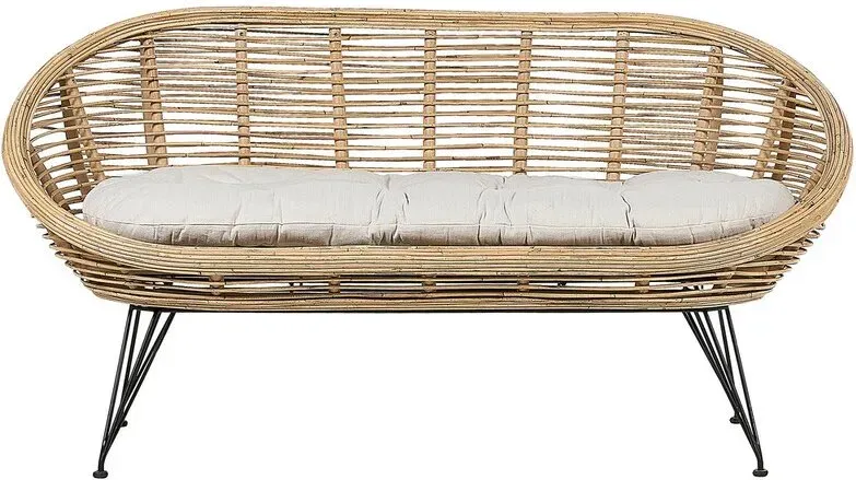 Beliani MARATEA 2-Sitzer Rattan-Sofa, Natur