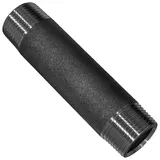 MegaHaustechnik Langnippel Rohrdoppelnippel Gesamtlänge 70mm mit 1/2 Zoll AG x AG Gewindefitting aus Temperguß schwarz Nr.23 mit Außengewinde-Außendurchmesser 21mm DN15, Verlängerungsstück