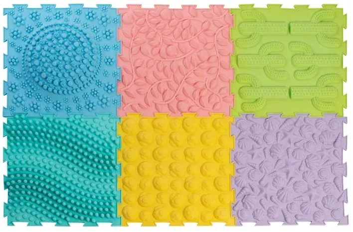 Sensorik Puzzlematten 6-tlg. 30x30 cm bunt PVC für Kinder 3-8 Jahre - Stimove - unterschiedlich strukturierte Oberflächen, abwaschbar