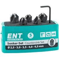 Ent 26518 5-tlg. Aufsteckversenker-Set HSS, Durchmesser (d) 2,5-4,5 mm, E 90°, in 0,5 mm Schritten