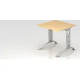Hammerbacher FS08 höhenverstellbarer Schreibtisch ahorn quadratisch, C-Fuß-Gestell silber 80,0 x 80,0 cm