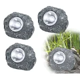 bmf-versand Solarleuchte Garten Stein 3er Set Solarlampe Außen Außenleuchte Solar Steine