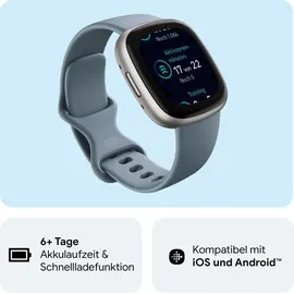 Fitbit Versa 4 aluminium platin/wasserfallblau