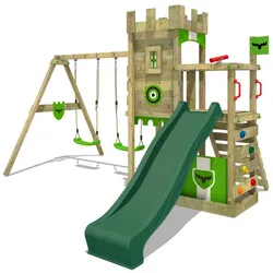 FATMOOSE Spielturm Ritterburg BoldBaron mit Schaukel & Sandkasten, 10-jährige Garantie*, Integrierter Sandkasten grün
