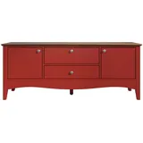 INTER-FURN Lissabon Lowboard, Kiefer, Rot/Braun, 140 x 58 x 42 cm