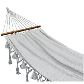 HOPLO Single Stabhängematte Canvas HSM mit Fransen-Borte mit Stab