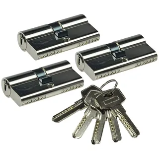 ChiliTec Schließzylinder mit 5 Schlüsseln, 30/30 mm, gleichschließend, 3 Stück