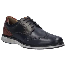 Budapester JOSEF SEIBEL "Stuart 07", Herren, Gr. 45, blau (ocean, multi), Leder, Lyralochung, kontrastfarbene Details, elegant, Schuhe, Brogue, Business Schuh, Anzugschuh mit Flügelkappe