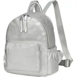 VASCHY Rucksack für Damen, Mini-Rucksack, PU-Leder, wasserdicht, modisch, kleiner Rucksack, lässig, Reiserucksack, silber, Mini, Klassisch