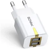 SCHITEC USB Ladegerät Stecker, 2 Port USB Netzteil 5V / 2.1A Ladeadapter, USB Tragbar Wall Charger USB Netzstecker für iPhone 11 X 8 7 Samsung Galaxy S10 S9 S8 Huawei LG Tablet (Weiß)