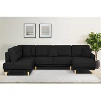 Wohnlandschaft HOME AFFAIRE "TRIPLO U-Form wahlweise mit Schlaffunktion, B/T/H: 310/192/90 cm", grau (graphit), B:310cm H:90cm T:192cm, 92% Polyester, 8% Nylon, Sofas, Schlafsofa, auch mit Bettkasten, Steppung im Rückenkissen