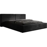 luxusbetten24 Designer Polsterbett Ophelia in Cord mit Stauraum 140x200 Schwarz - Schwarz