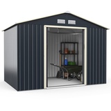 Costway Gerätehaus Metall, 277x191x202 cm, Geraeteschuppen abschliessbar, Gartenhaus mit 4 Luftschlitzen & Schiebetür, Garten Schuppen für Rasenmaeher