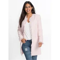 bonprix Longblazer BONPRIX, Damen, Gr. 48, hellrosa, Obermaterial: 100% Polyester. Futter: 100% Polyester, regular fit, Blazer Longblazer, eleganter Bouclé-Look, Regular Fit, mit langem Arm
