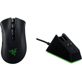 Razer DeathAdder V2 Pro mit Ladestation - Ergonomische Wireless Gaming Maus (HyperSpeed , 2nd Gen Optical Switches, Focus + 20K Sensor, Speedflex Kabel, 88g Form) Schwarz