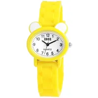 QBOS Uhr Kinder Armbanduhr Jungen Mädchen Lernuhr Quarzuhr Silikonarmband Gelb