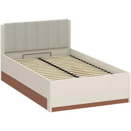 Forte Bettgestell "Milles", beige (sand, terrakotta, sand), B:125,2cm H:90,7cm L:205,2cm, Betten, Bettgestell, aufklappbarer Lattenrost und gepolstertes Kopfteil