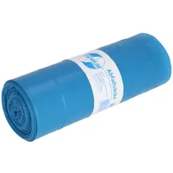 DEISS PREMIUM Zugbandsäcke 120 Liter blau, ca. 1150 g/ Rolle, T60, Zugbandsack zur sicheren Entsorgung, PE-LD Premium, Maße (B x L): 700 x 1000 mm, 1 Karton = 10 Rollen à 25 Stück = 250 Stück