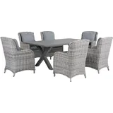 Beliani Gartenset Rattan Grau Tisch mit 6 Sesseln Auflagen Modernes Design Cascais