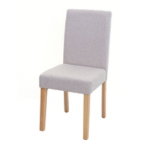 Esszimmerstuhl Littau, Küchenstuhl Stuhl, Stoff/Textil ~ creme-beige, helle Beine