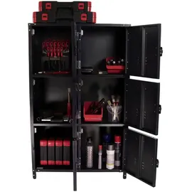 Rikta Metallschrank Stahl 75 x 120 x 35 cm grau/ schwarz 6 Türen abschließbar