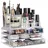 Relaxdays Make Up Organizer Acryl, 2-teilige Schminkaufbewahrung mit 4 Schubladen, Transparent