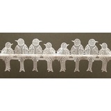 Stickereien Plauen Scheibengardine Spatzen, Stickereien Plauen, Stangendurchzug (1 St), halbtransparent weiß 77 cm x 13 cm