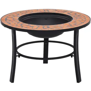 vidaXl Mosaik Feuerstelle mit Dreibeinständer Terrassenofen Feuerschale Grill Gartenfeuer Feuerkorb Terrassenfeuer Terrakotta 68cm Keramik