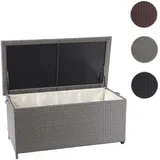 Mendler Poly-Rattan Kissenbox HWC-D88, Gartentruhe Auflagenbox Truhe Premium grau, 51x115x59cm 250l - Grau