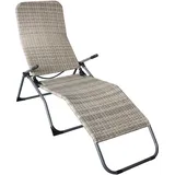 Pure Home & Garden XL Polyrattan Gartenliege Wave Silber, klapp- und kippbar/Sonnenliege/Saunaliege/Kippliege/Gesundheitsliege