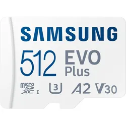 Samsung EVO Plus MicroSDXC-Speicherkarte 512 GB Transfergeschwindigkeiten von bis zu 130 MB/s