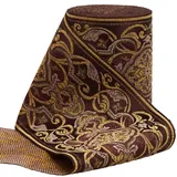 GORGECRAFT 5 m Vintage Jacquard Bordüre 9cm Breit Boho Band Helles Khaki Polyester Stickerei Ethnisch Gewebter Blumenstoff Spitzenbesatzrolle Zum Nähen von Kleidung Handgefertigter Tasche Geschenk