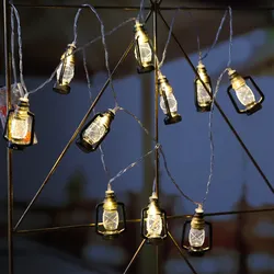 LED Lichterkette Mini Laternen - 10 warmweiße LED - Timer - Batteriebetrieb - L:...