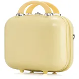 Balakaka Kosmetikkoffer für Frauen Mädchen, 14 Zoll ABS Kosmetikkoffer Hartschale Damen mit Weichem Griff, Beauty Case Hartschale Tragbare Wasserdicht für Toilettenartikel Reise Ausflug Blassgelb