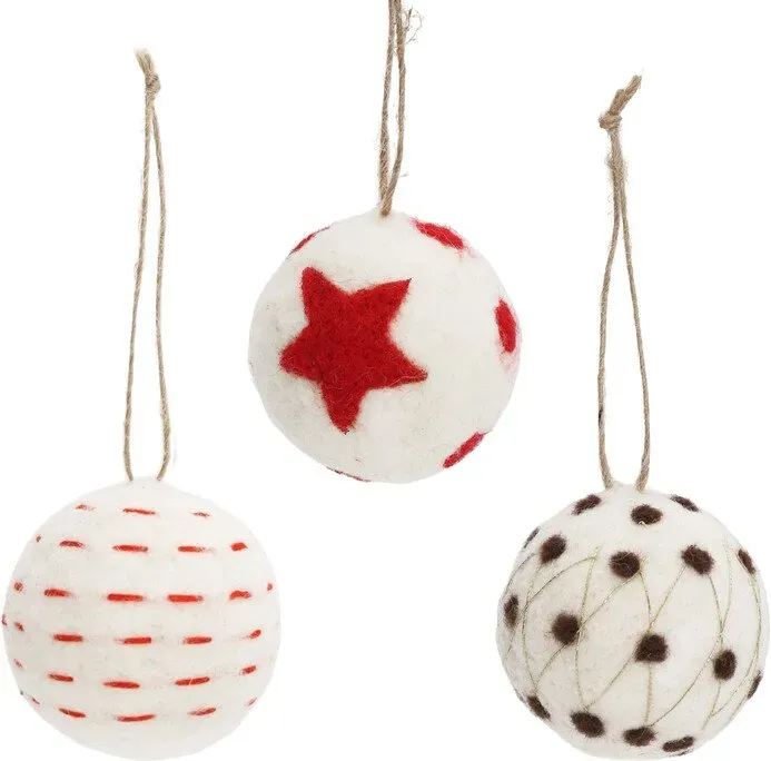 SALCAR Filz-Weihnachtskugeln, Ø 6 cm, 6er-Set