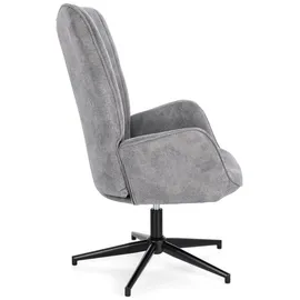 BIZZOTTO Drehsessel Inas aus Stoff, klassisch mit Mittelfuß, grau, gepolstert, drehbar 360 Grad